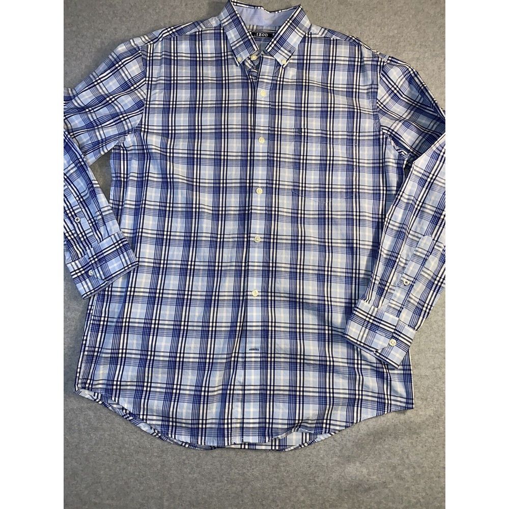 Izod‎ Men's Checkered Long Sleeve Dress Shirt Size Med